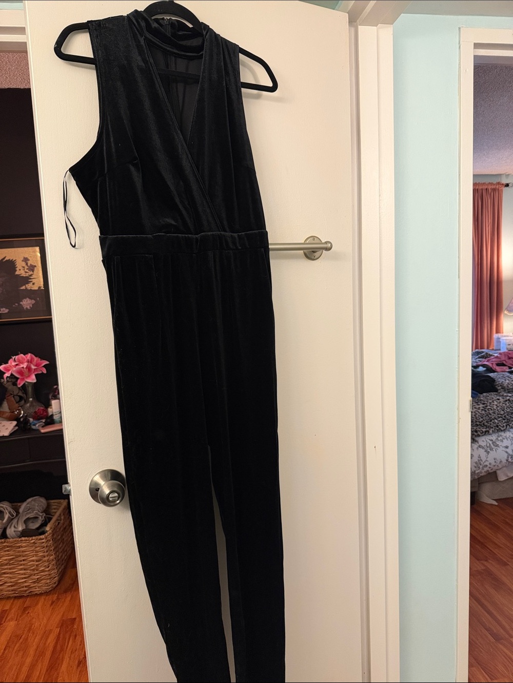 Classic Black Velvet Sleeveless Jumpsuit